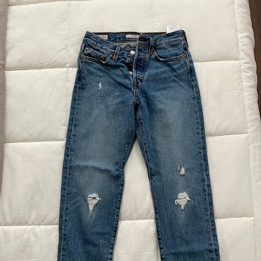 Levi Wedgie Fit Denim Jeans slightly distressed